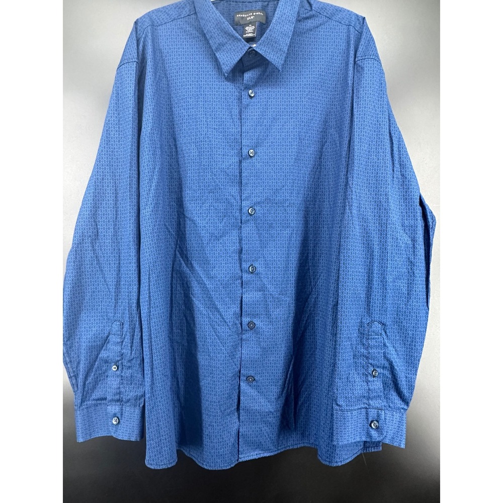 Shaquille O'Neal 3XL Geometric Print Stretch Button Dress Shirt Big & Tall XLG